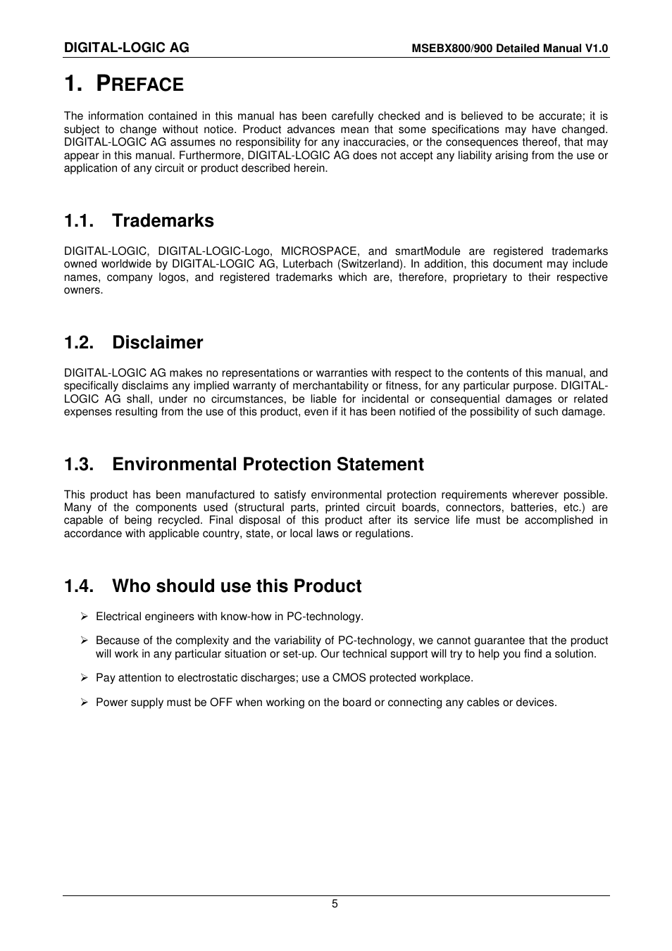1 preface, 1 trademarks, 2 disclaimer | 3 environmental protection statement, 4 who should use this product, Reface, Trademarks, Disclaimer, Environmental protection statement, Who should use this product | Compaq MICROSPACE MSEBX900 User Manual | Page 5 / 53