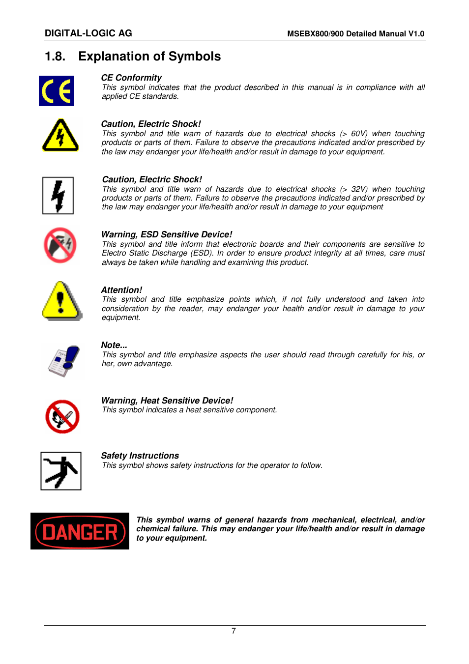 8 explanation of symbols, Explanation of symbols | Compaq MICROSPACE MSEBX900 User Manual | Page 7 / 53