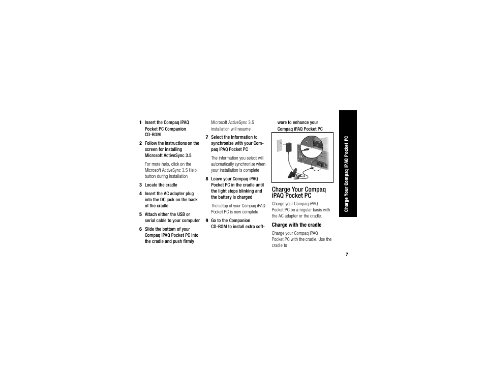 Charge your compaq ipaq pocket pc | Compaq IPAQ H3700 User Manual | Page 11 / 56