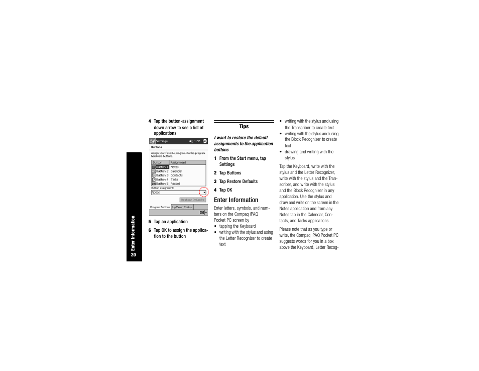 Enter information | Compaq IPAQ H3700 User Manual | Page 24 / 56