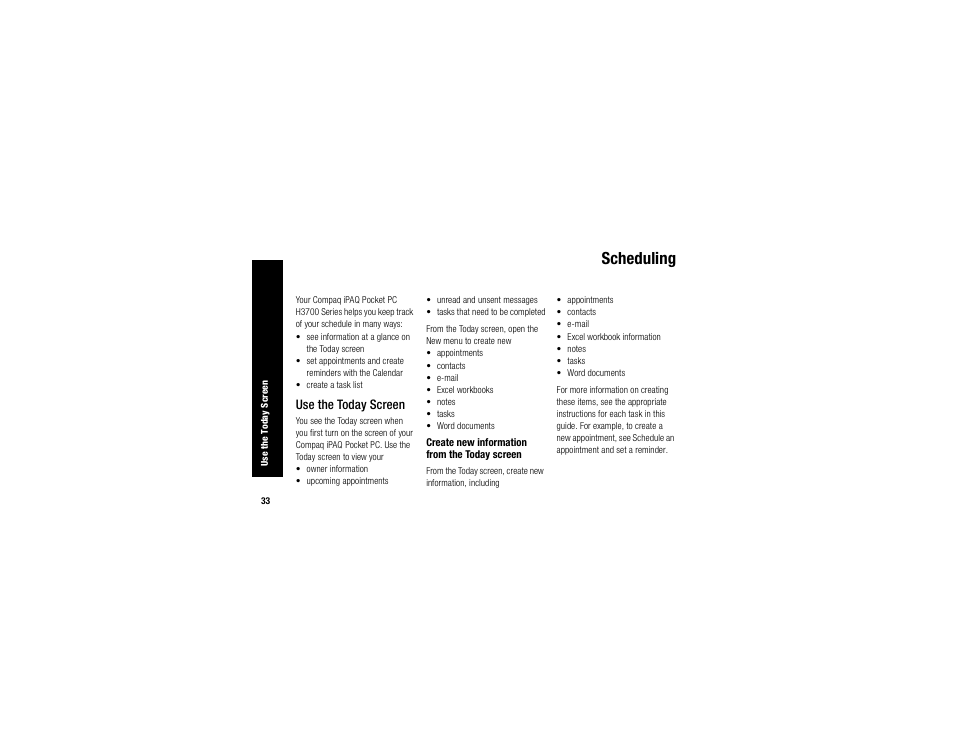 Scheduling | Compaq IPAQ H3700 User Manual | Page 37 / 56