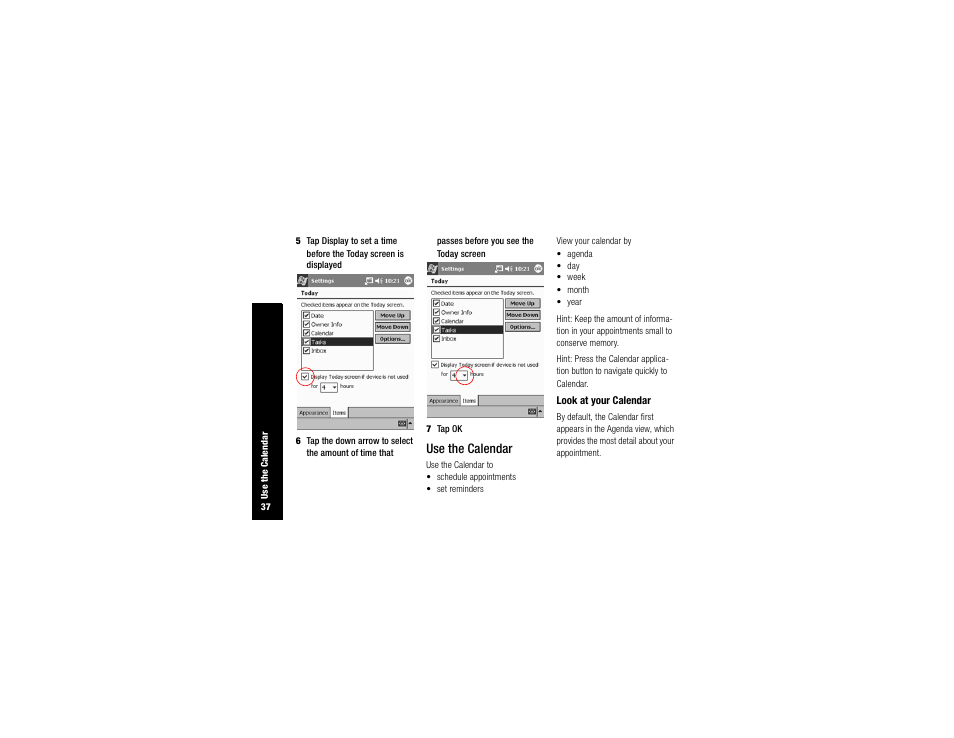 Use the calendar | Compaq IPAQ H3700 User Manual | Page 41 / 56