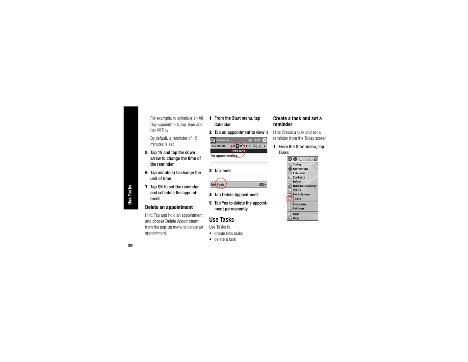 Use tasks | Compaq IPAQ H3700 User Manual | Page 43 / 56