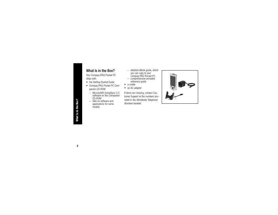 What is in the box | Compaq IPAQ H3700 User Manual | Page 6 / 56