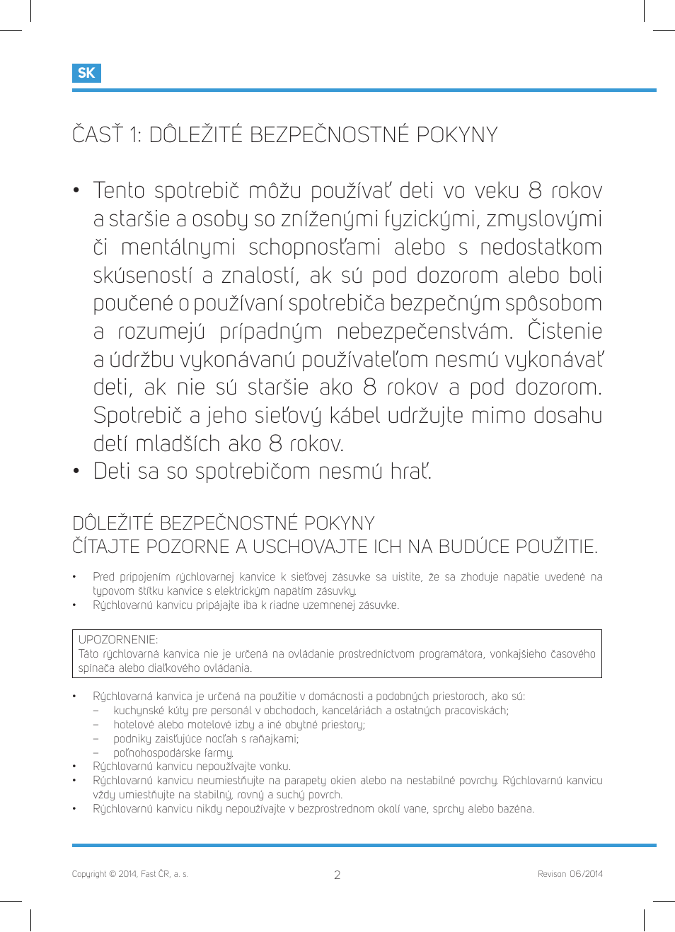 Časť 1: dôležité bezpečnostné pokyny | Philco PHWK 2012 User Manual | Page 22 / 48