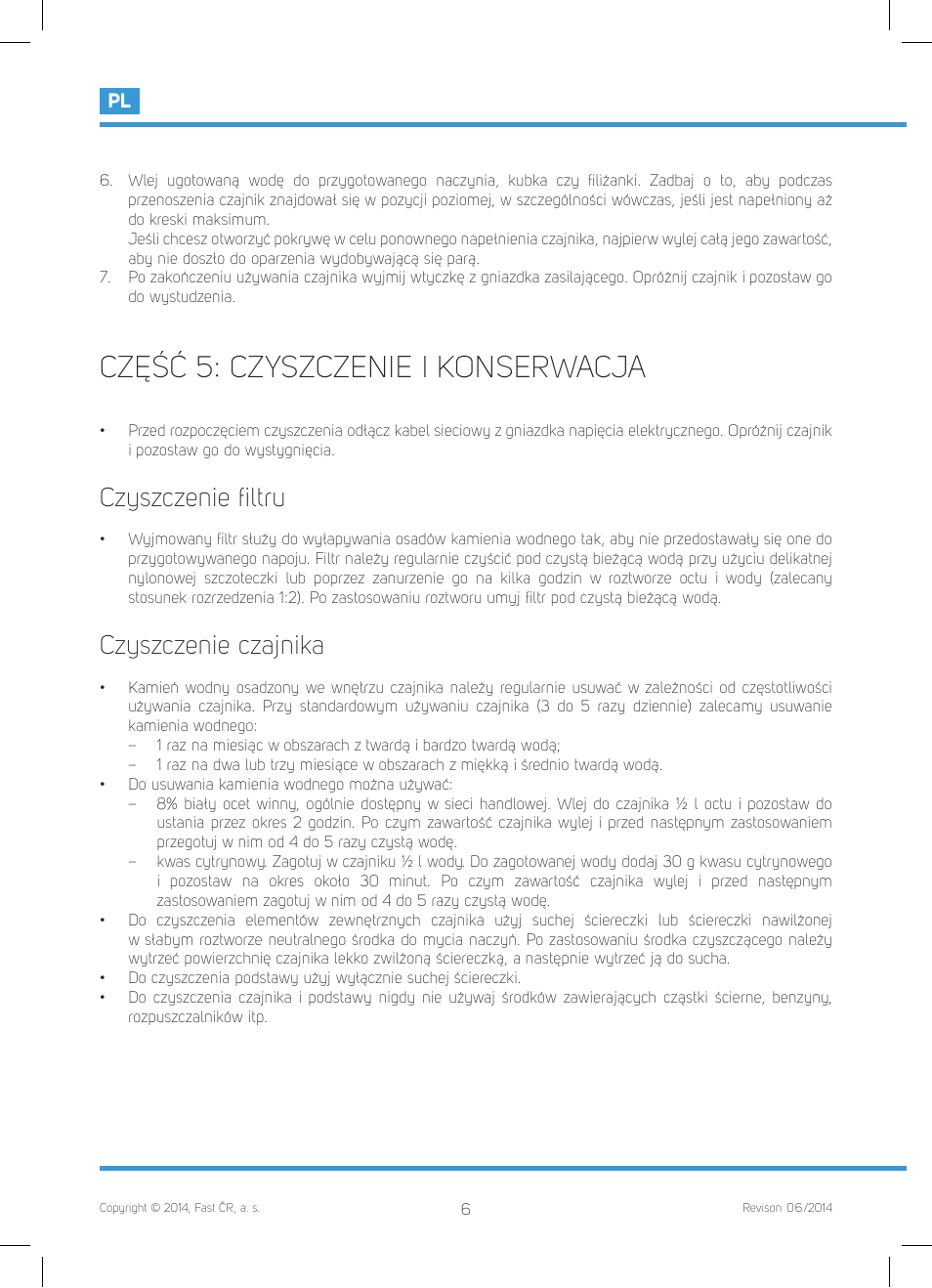 Część 5: czyszczenie i konserwacja, Czyszczenie ﬁ ltru, Czyszczenie czajnika | Philco PHWK 2012 User Manual | Page 44 / 48