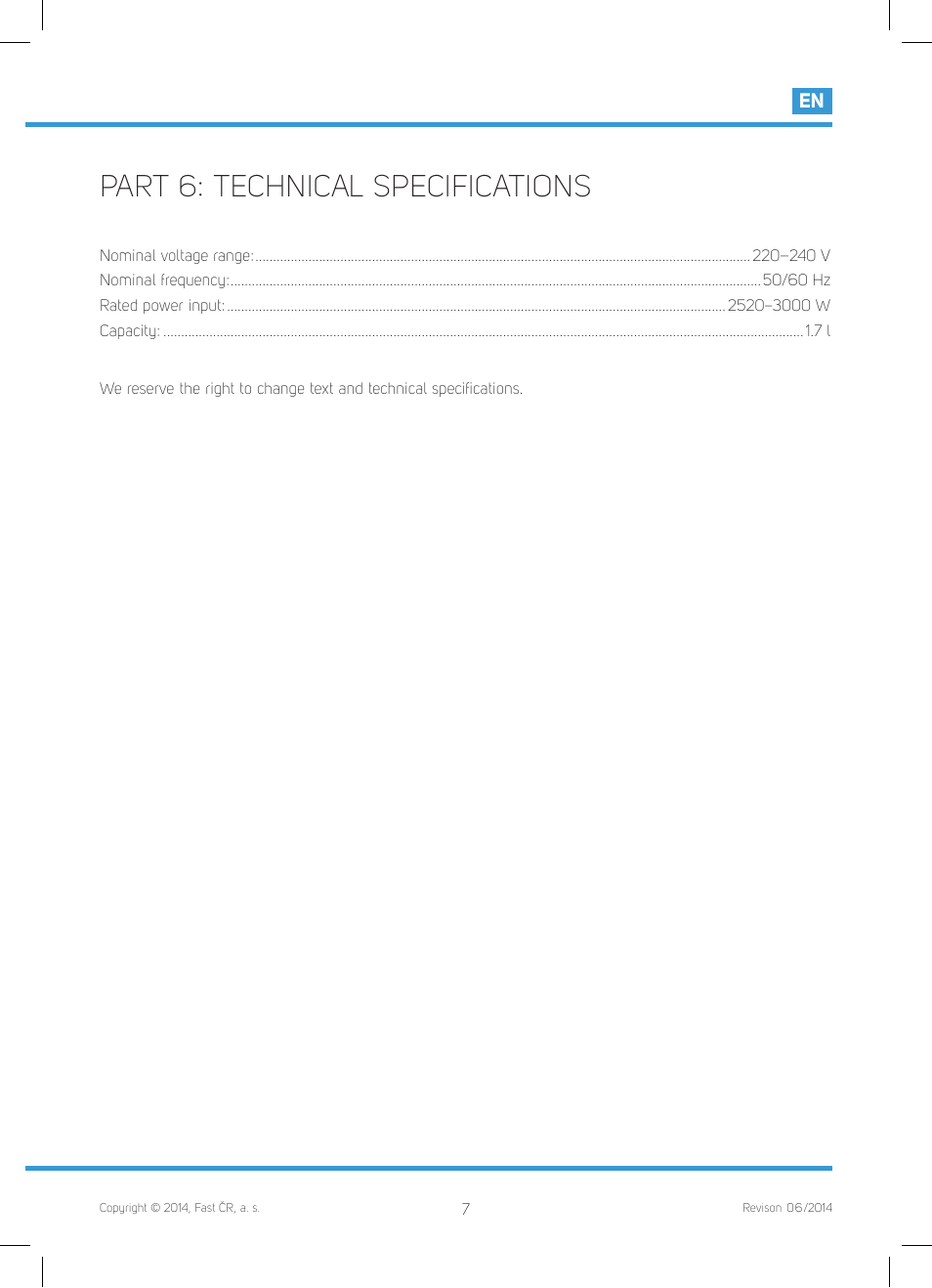 Part 6: technical specifications | Philco PHWK 2012 User Manual | Page 9 / 48