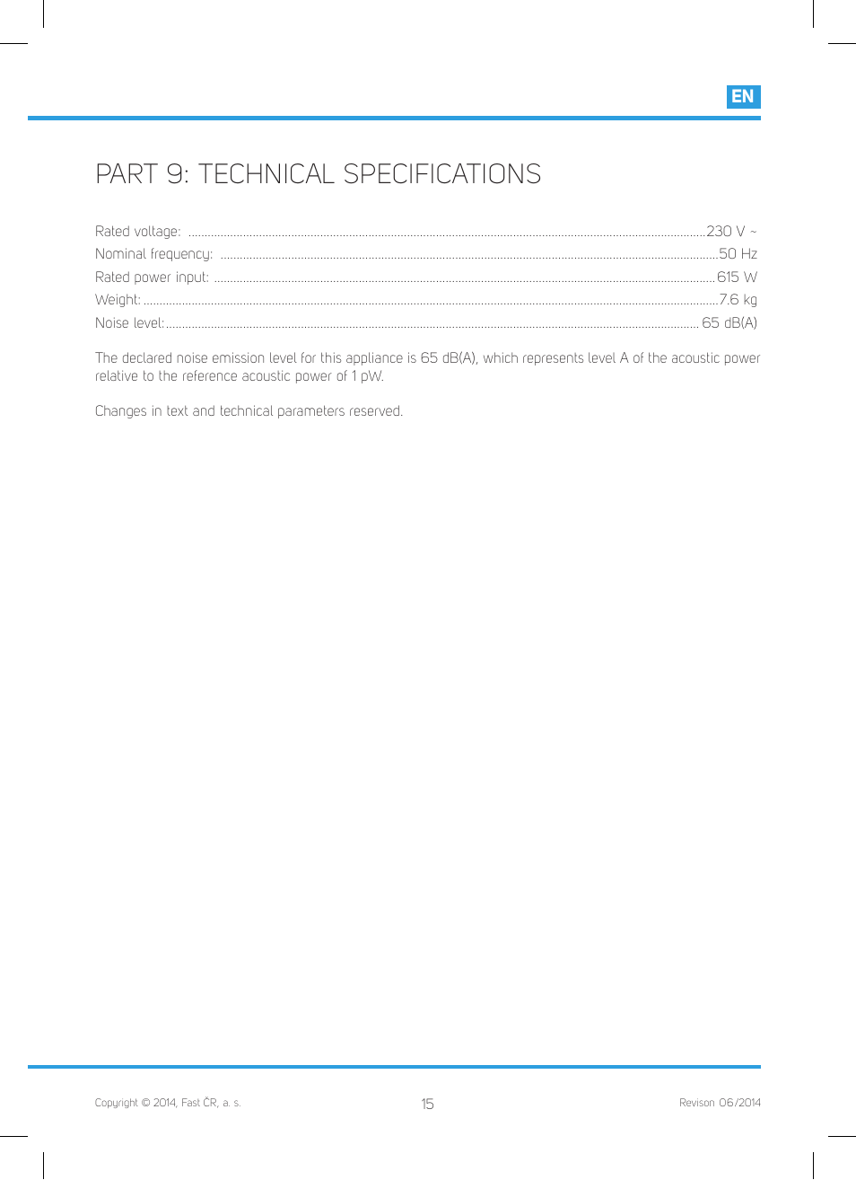 Part 9: technical specifications | Philco PHBM 7000 User Manual | Page 17 / 88