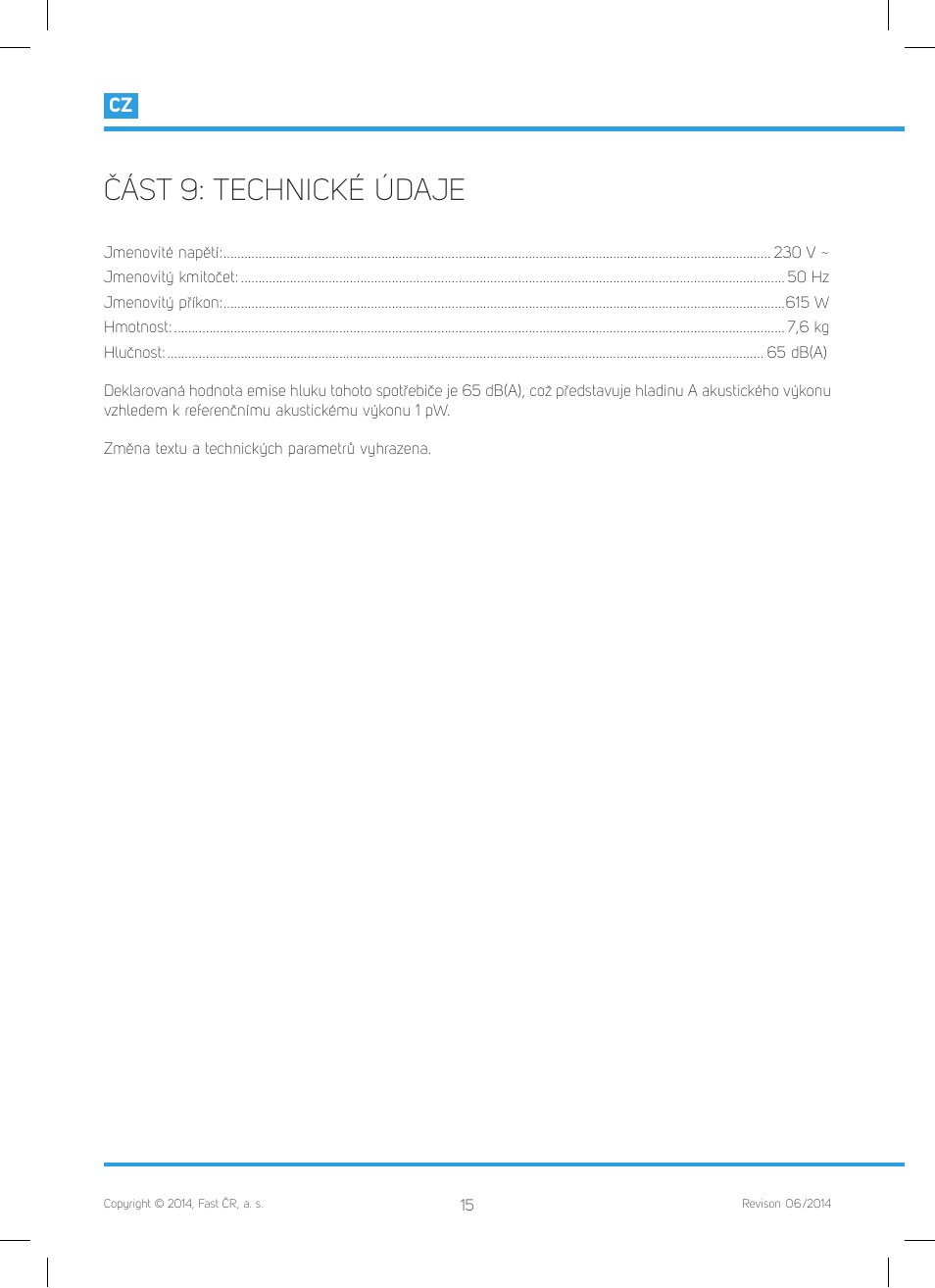 Část 9: technické údaje | Philco PHBM 7000 User Manual | Page 34 / 88