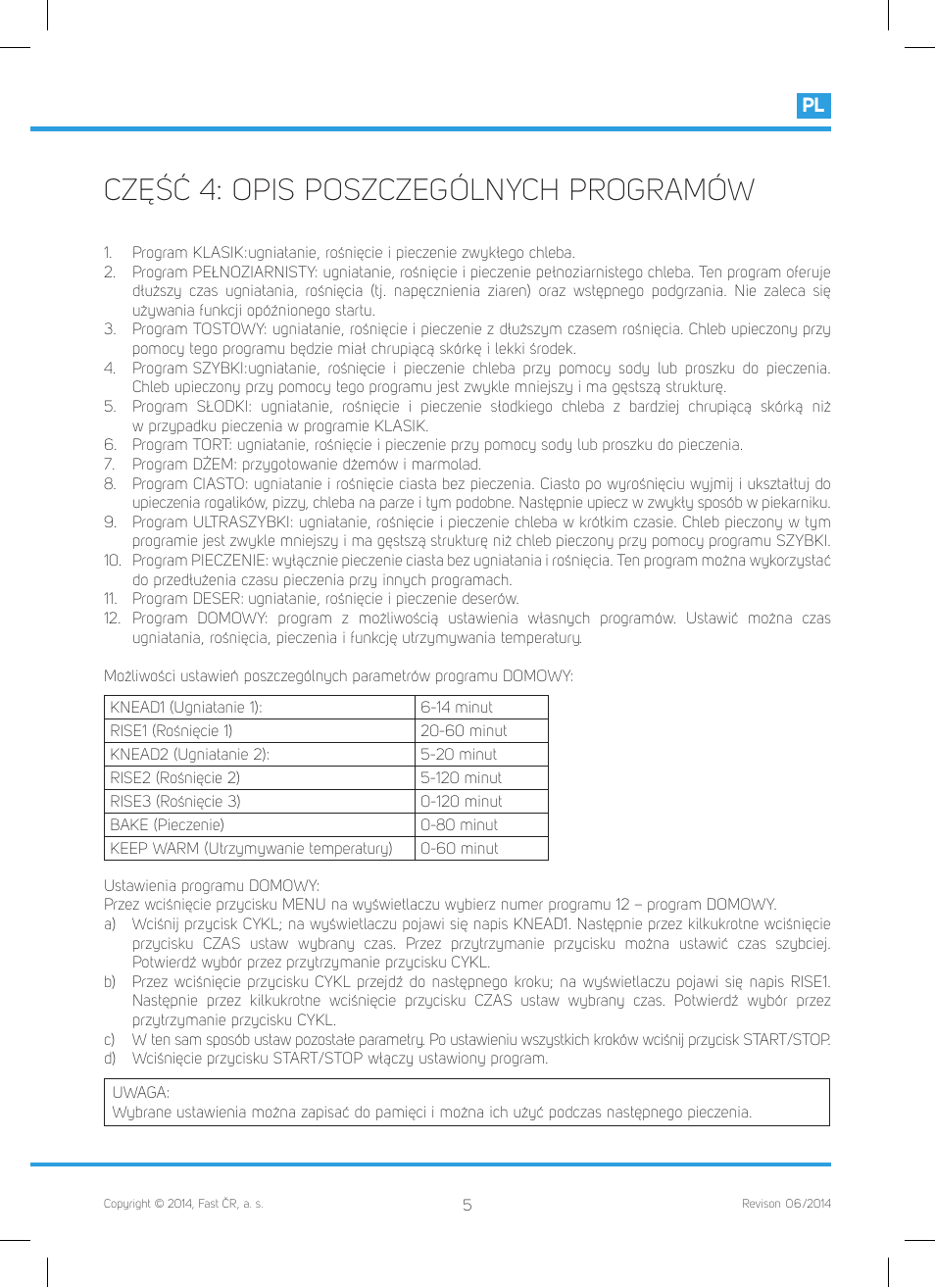 Część 4: opis poszczególnych programów | Philco PHBM 7000 User Manual | Page 75 / 88