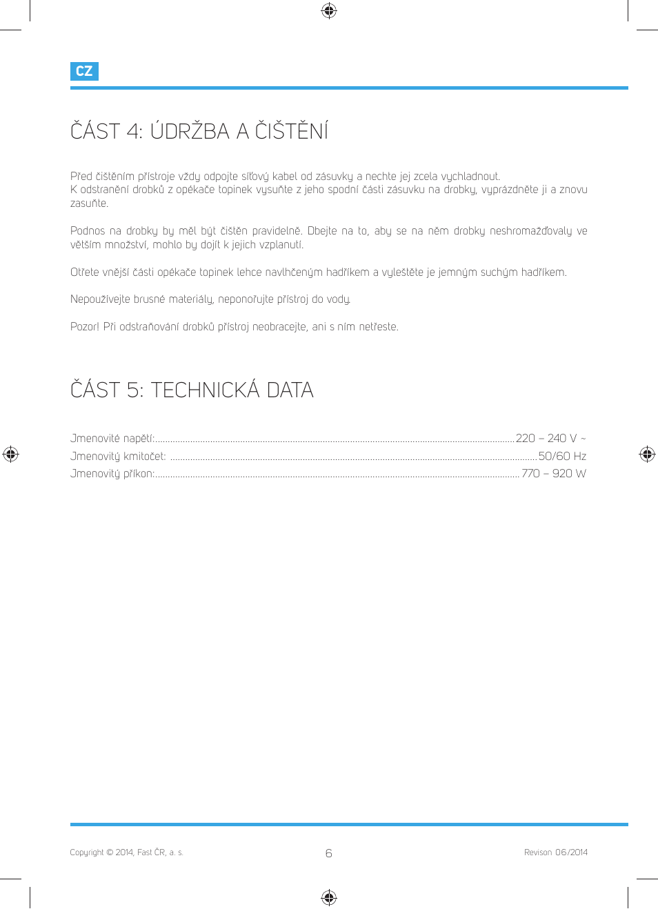 Část 4: údržba a čištění, Část 5: technická data | Philco PHTA 3000 User Manual | Page 16 / 42