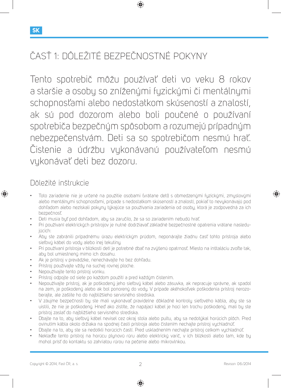 Časť 1: dôležité bezpečnostné pokyny, Dôležité inštrukcie | Philco PHTA 3000 User Manual | Page 20 / 42