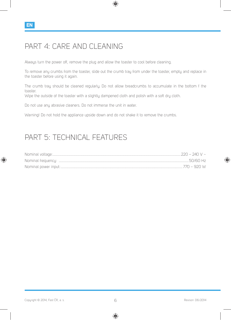 Part 4: care and cleaning, Part 5: technical features | Philco PHTA 3000 User Manual | Page 8 / 42