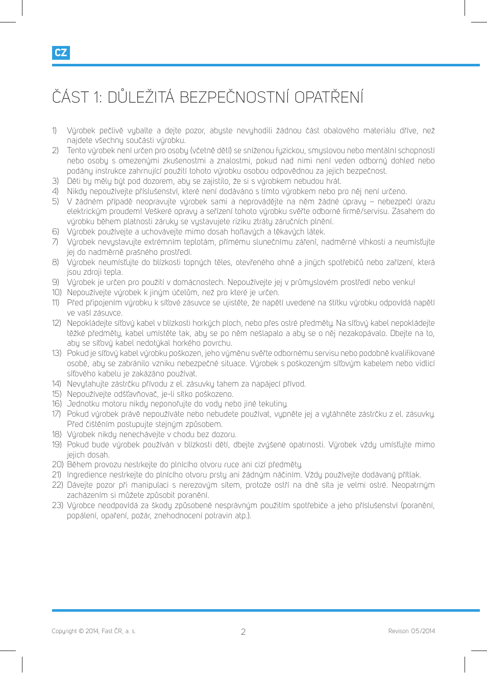 Část 1: důležitá bezpečnostní opatření | Philco PHJE 5010 User Manual | Page 14 / 52