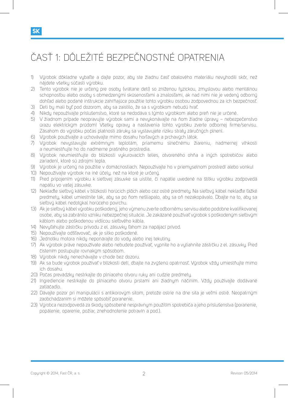 Časť 1: dôležité bezpečnostné opatrenia | Philco PHJE 5010 User Manual | Page 24 / 52