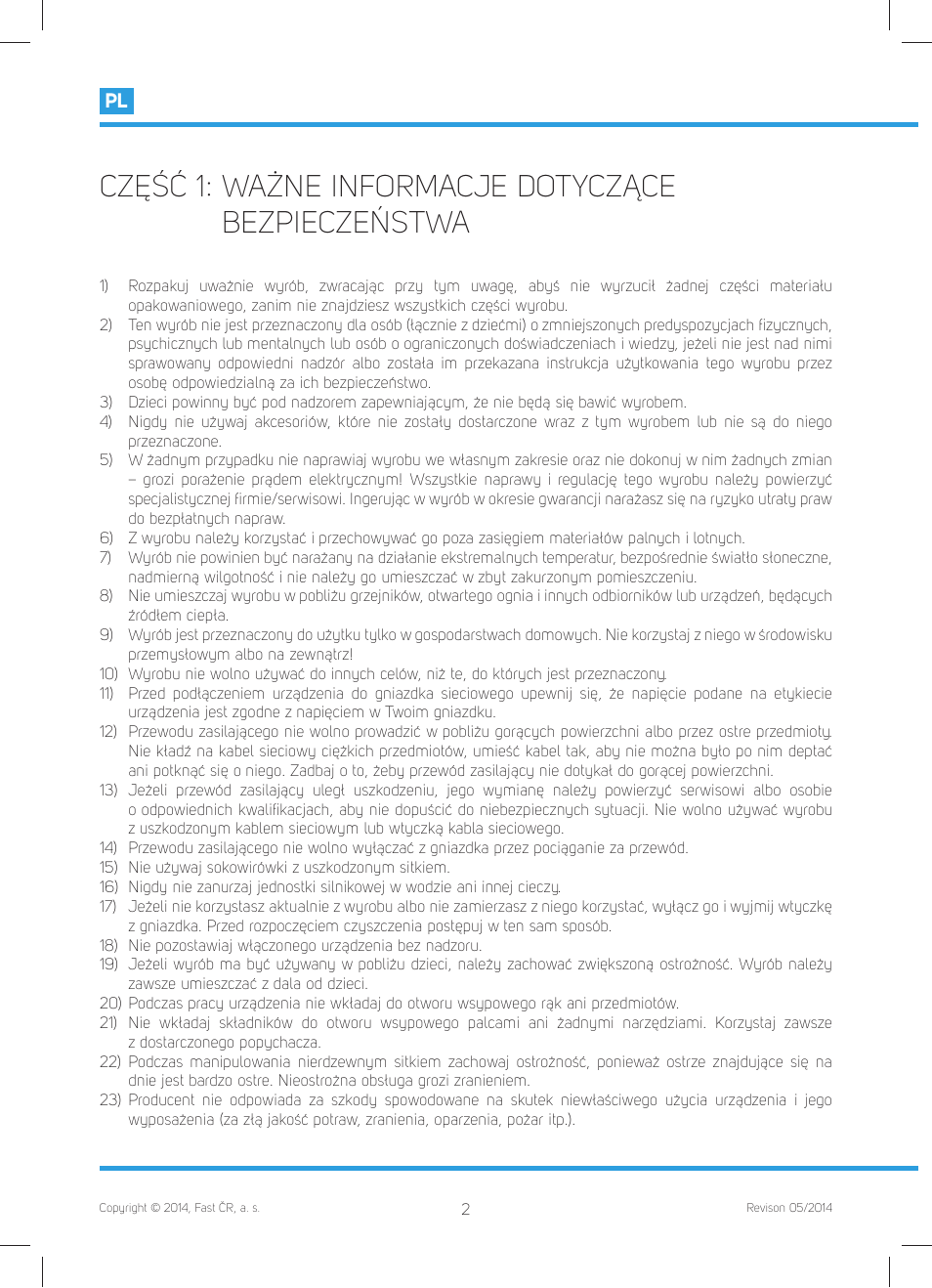 Część 1: ważne informacje dotyczące bezpieczeństwa | Philco PHJE 5010 User Manual | Page 44 / 52