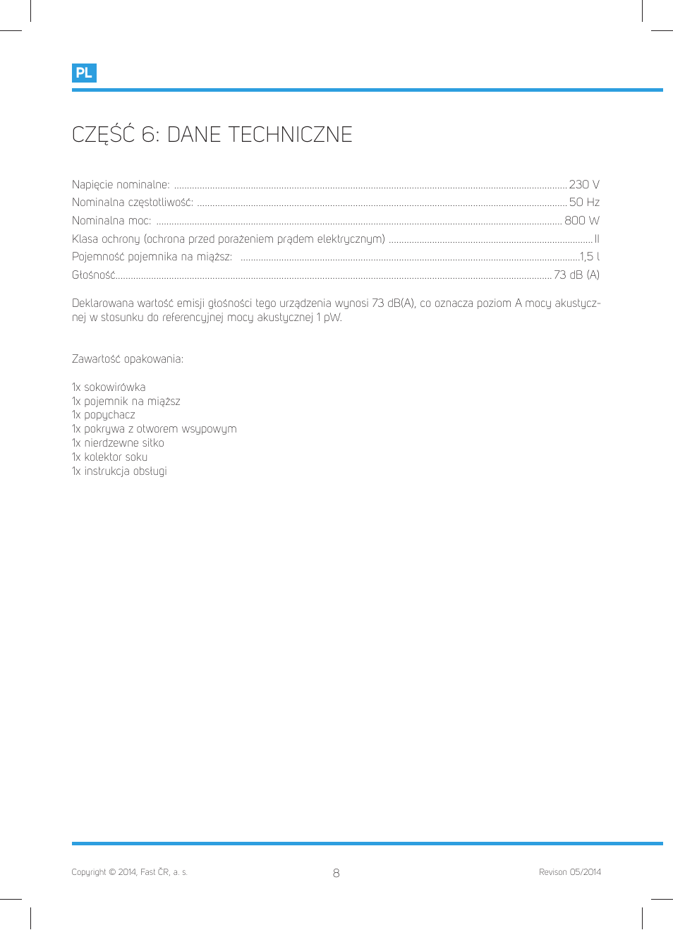 Część 6: dane techniczne | Philco PHJE 5010 User Manual | Page 50 / 52