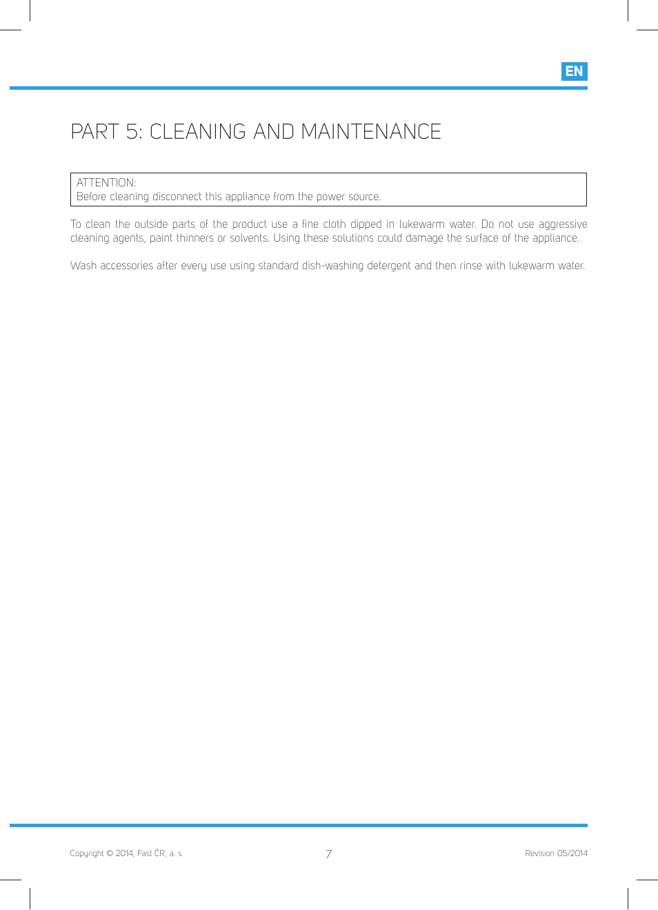 Part 5: cleaning and maintenance | Philco PHJE 5010 User Manual | Page 9 / 52