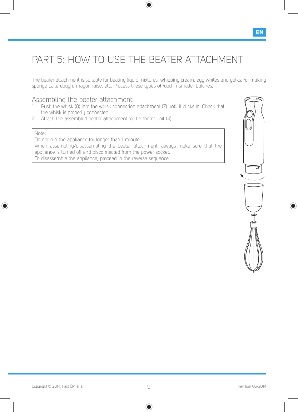 Part 5: how to use the beater attachment, Assembling the beater attachment | Philco PHHB 6603 User Manual | Page 11 / 62