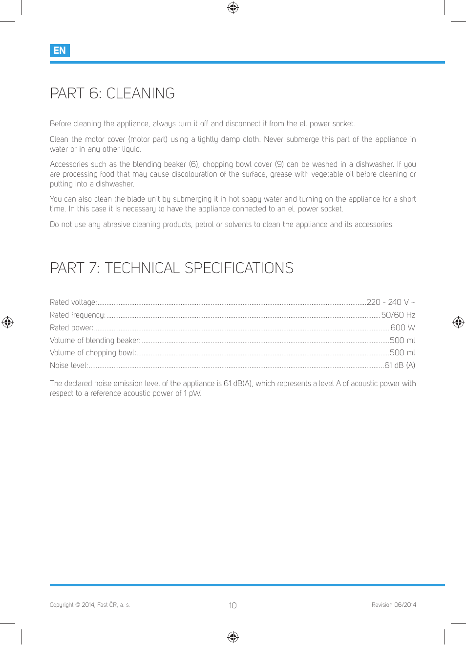 Part 6: cleaning, Part 7: technical specifications | Philco PHHB 6603 User Manual | Page 12 / 62