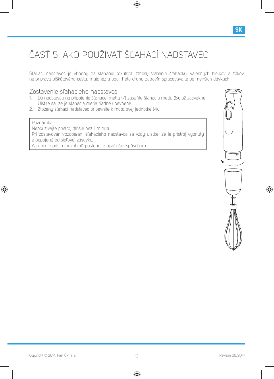 Časť 5: ako používať šľahací nadstavec, Zostavenie šľahacieho nadstavca | Philco PHHB 6603 User Manual | Page 35 / 62