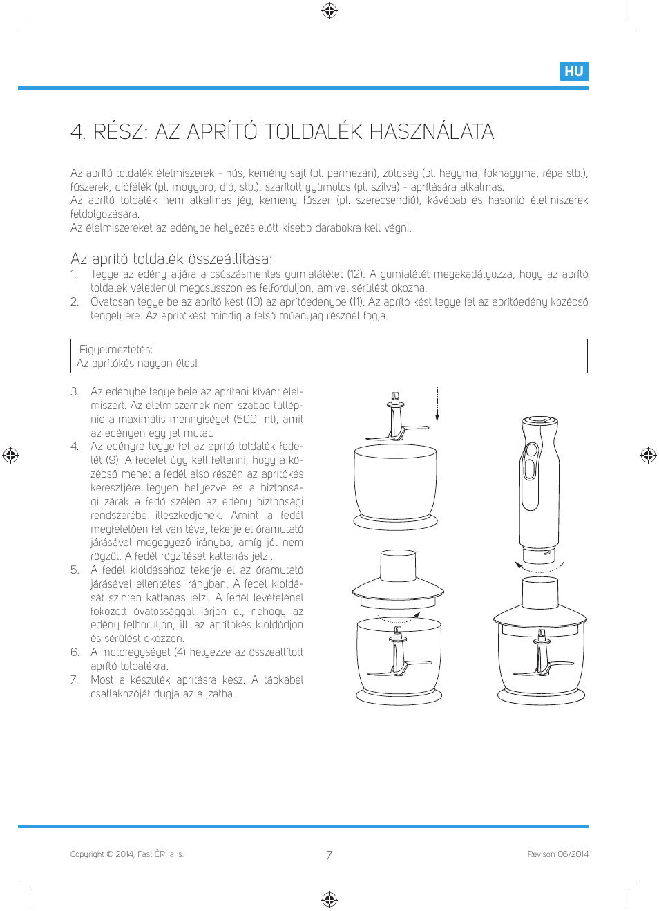 Rész: az aprító toldalék használata, Az aprító toldalék összeállítása | Philco PHHB 6603 User Manual | Page 45 / 62