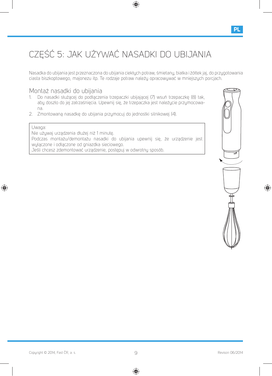 Część 5: jak używać nasadki do ubijania, Montaż nasadki do ubijania | Philco PHHB 6603 User Manual | Page 59 / 62