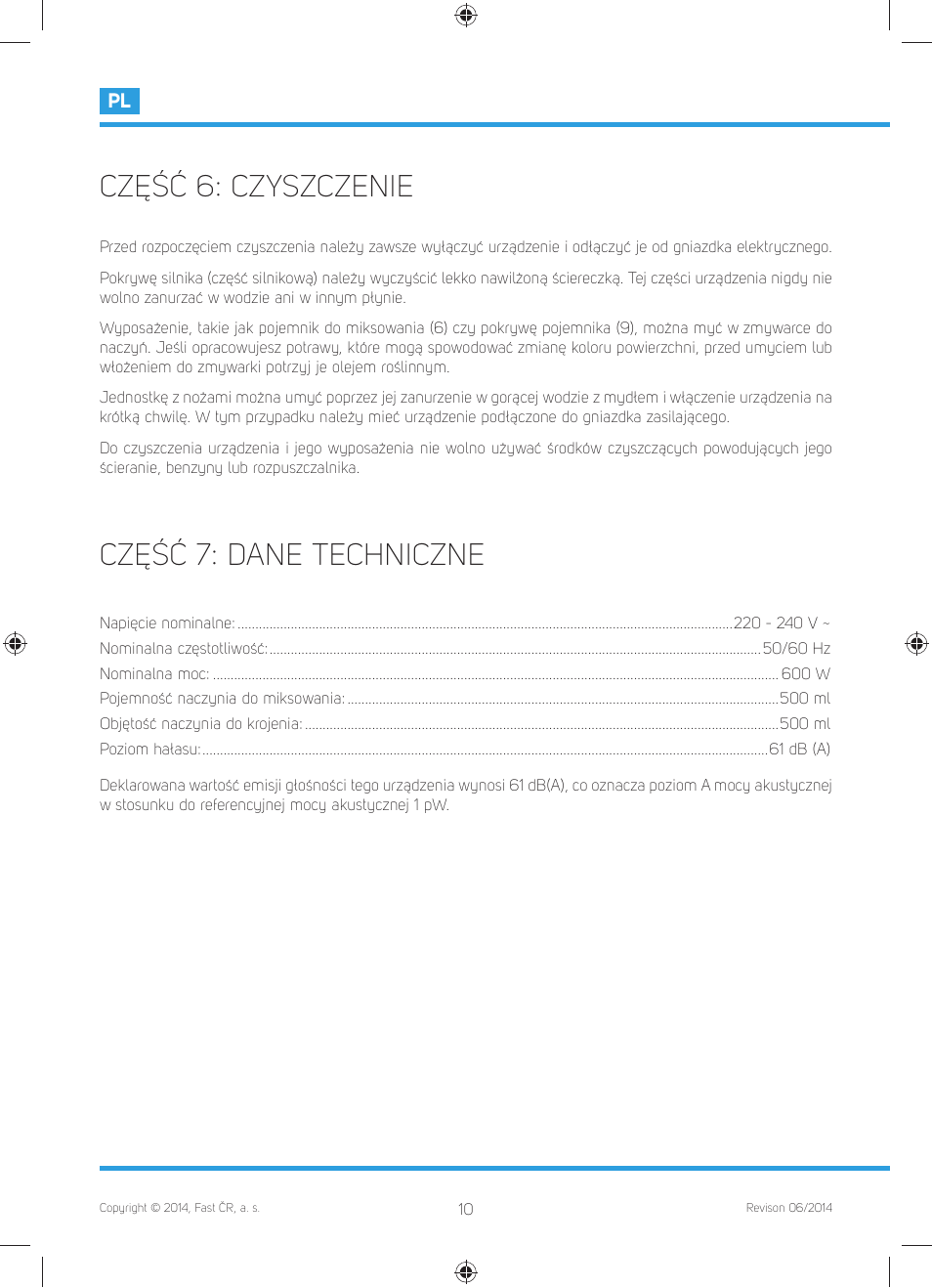 Część 6: czyszczenie, Część 7: dane techniczne | Philco PHHB 6603 User Manual | Page 60 / 62