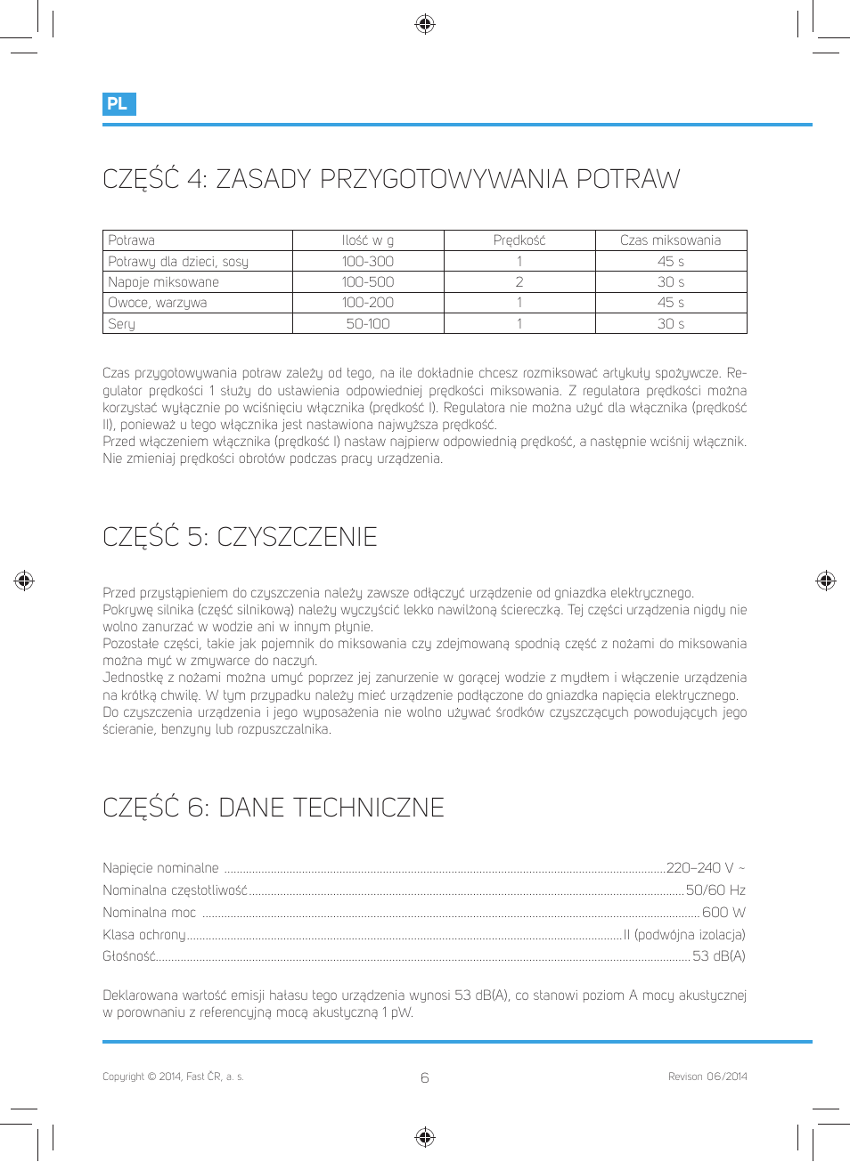 Część 4: zasady przygotowywania potraw, Część 5: czyszczenie, Część 6: dane techniczne | Philco PHHB 6601 User Manual | Page 40 / 44