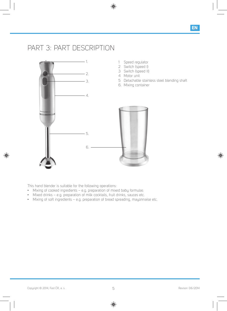 Part 3: part description | Philco PHHB 6601 User Manual | Page 7 / 44