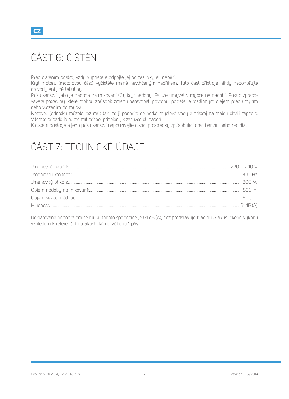 Část 6: čištění, Část 7: technické údaje | Philco PHHB 6611 User Manual | Page 18 / 48