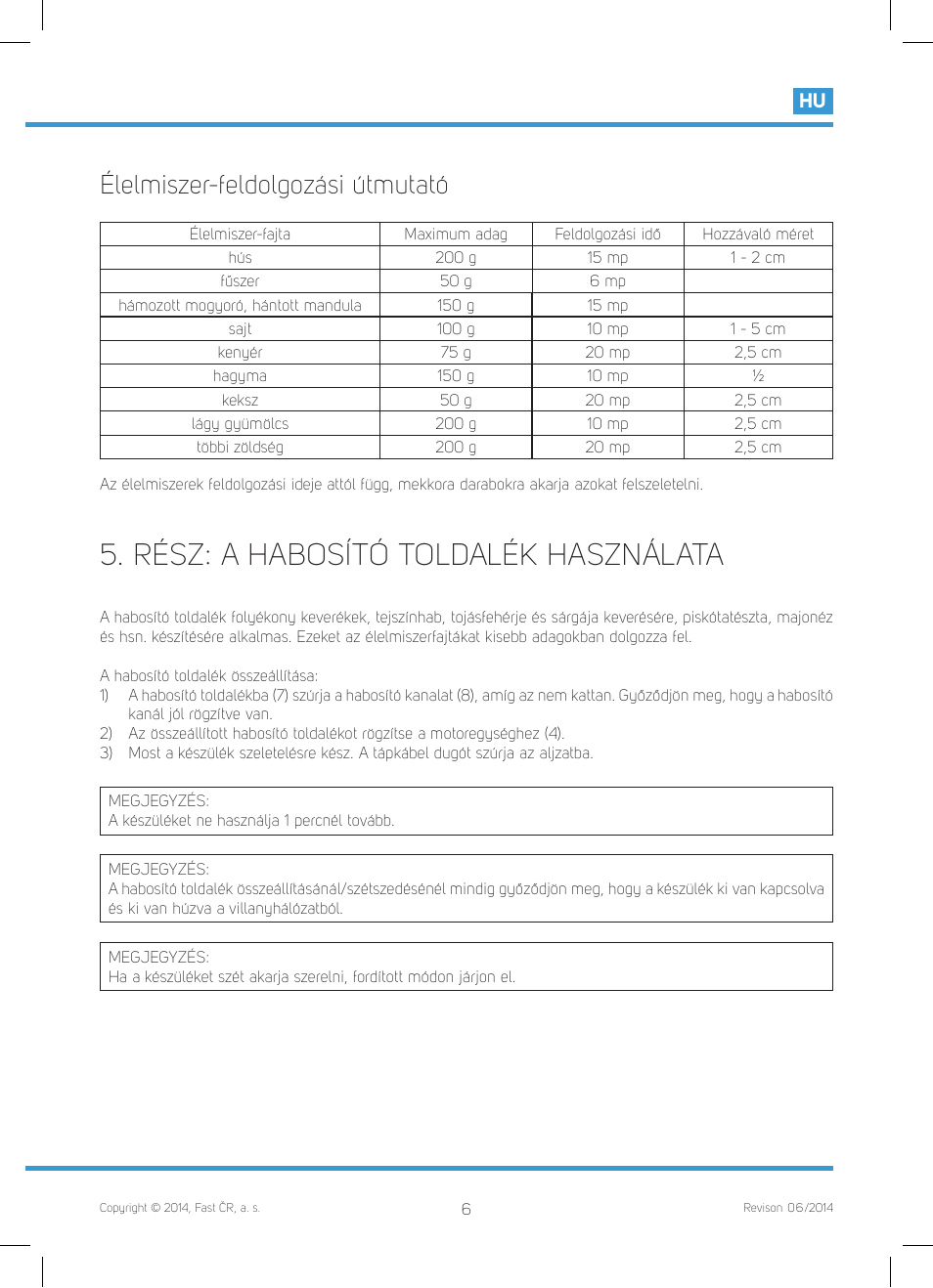 Rész: a habosító toldalék használata, Élelmiszer-feldolgozási útmutató | Philco PHHB 6611 User Manual | Page 35 / 48