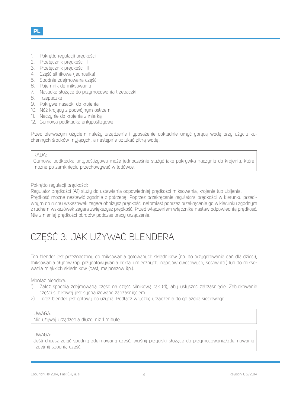 Część 3: jak używać blendera | Philco PHHB 6611 User Manual | Page 42 / 48