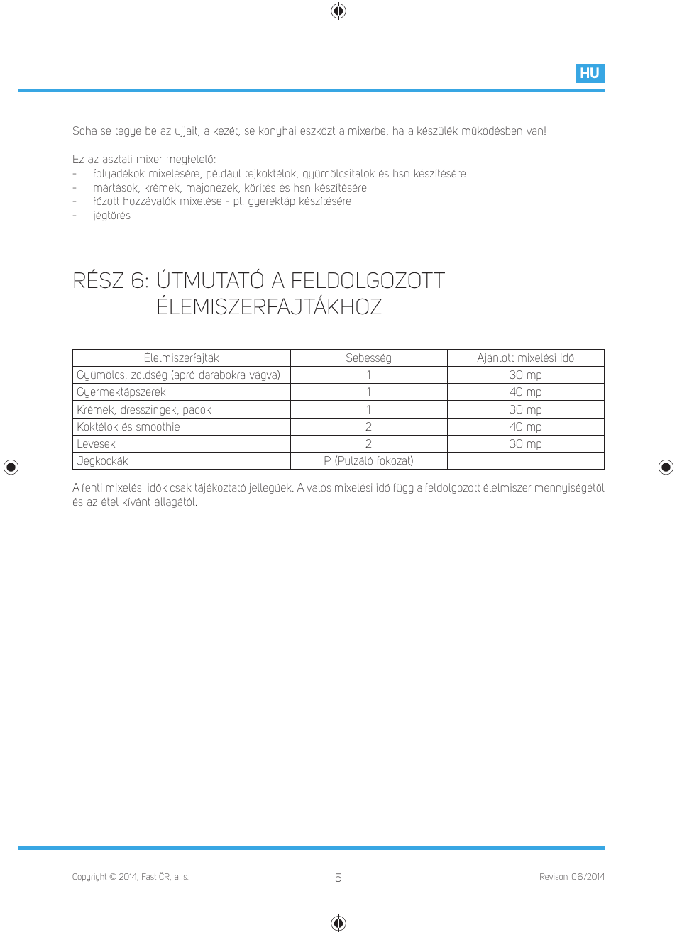 Rész 6: útmutató a feldolgozott élemiszerfajtákhoz | Philco PHTB 6001 User Manual | Page 31 / 42