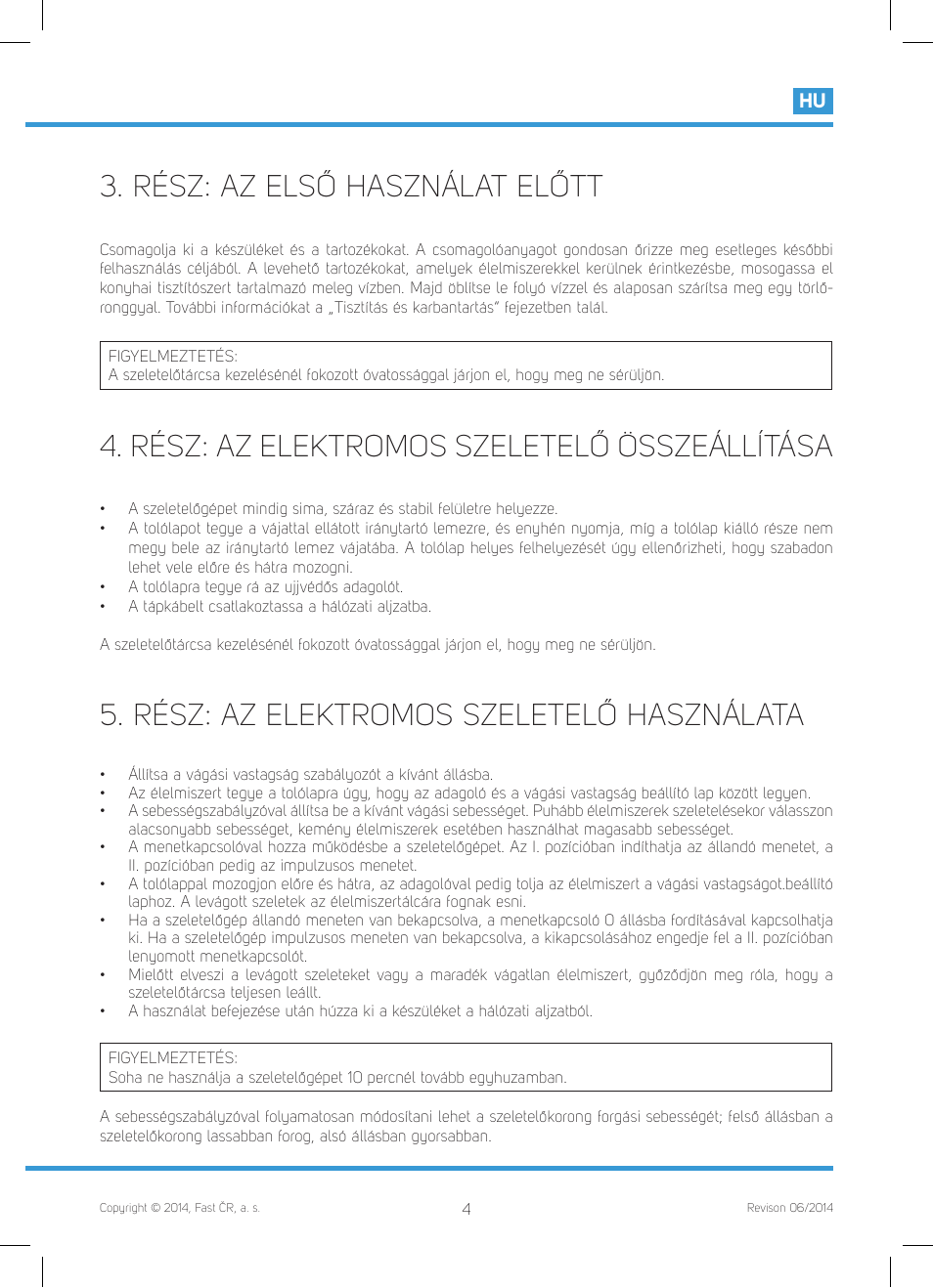 Rész: az első használat előtt, Rész: az elektromos szeletelő összeállítása, Rész: az elektromos szeletelő használata | Philco PHFS 8000 User Manual | Page 27 / 40