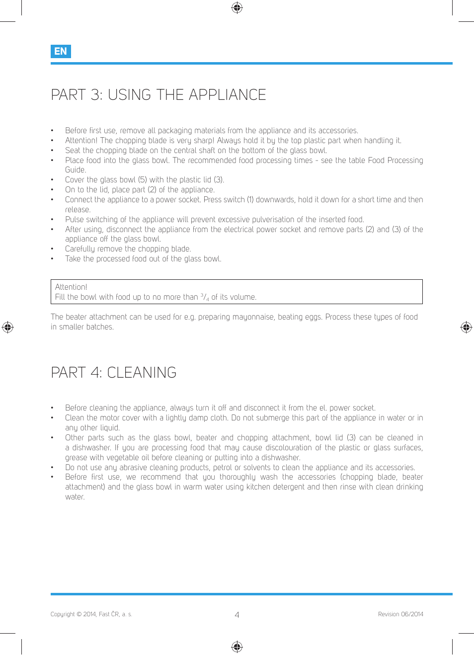 Part 3: using the appliance, Part 4: cleaning | Philco PHHB 6900 User Manual | Page 6 / 38