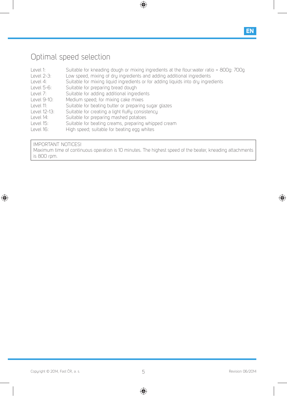 Optimal speed selection | Philco PHHM 6301 User Manual | Page 7 / 48