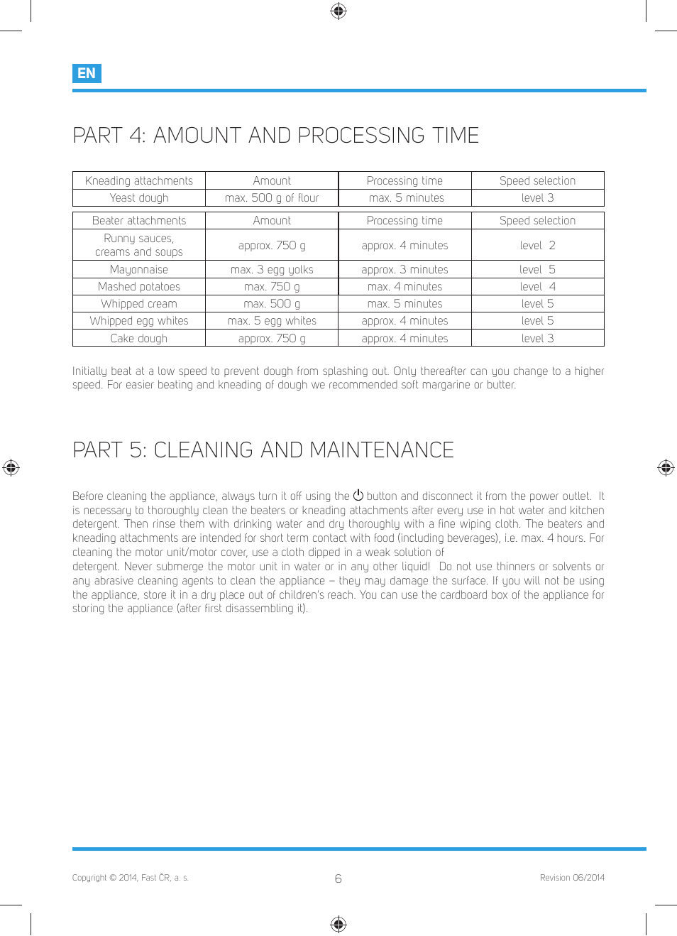 Part 4: amount and processing time, Part 5: cleaning and maintenance | Philco PHHM 6301 User Manual | Page 8 / 48