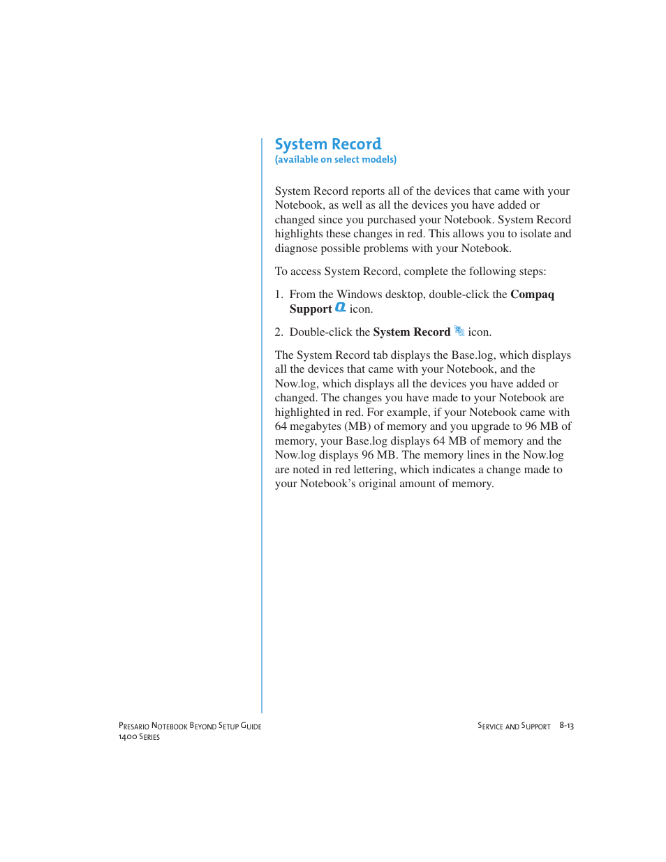 System record | Compaq 1400 User Manual | Page 111 / 164