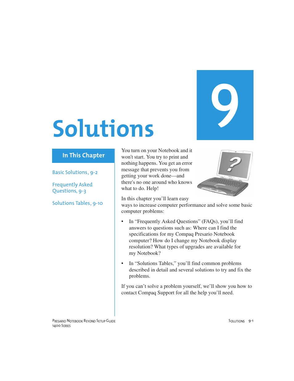 Solutions | Compaq 1400 User Manual | Page 115 / 164