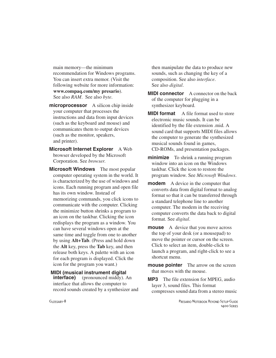 Compaq 1400 User Manual | Page 148 / 164