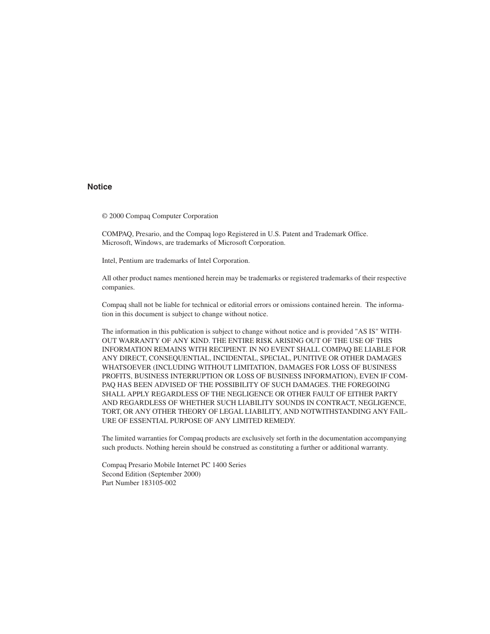 Compaq 1400 User Manual | Page 2 / 164