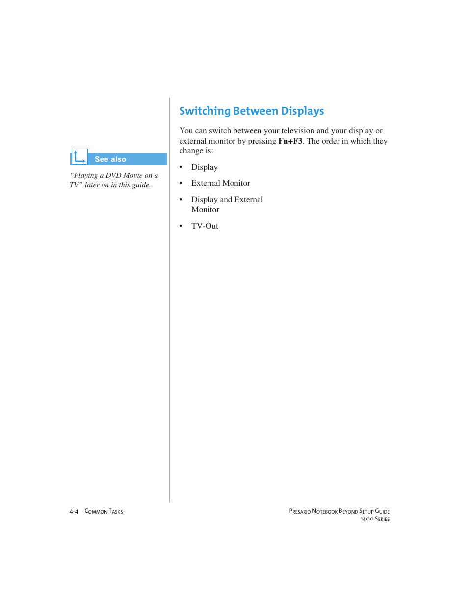 Switching between displays | Compaq 1400 User Manual | Page 44 / 164