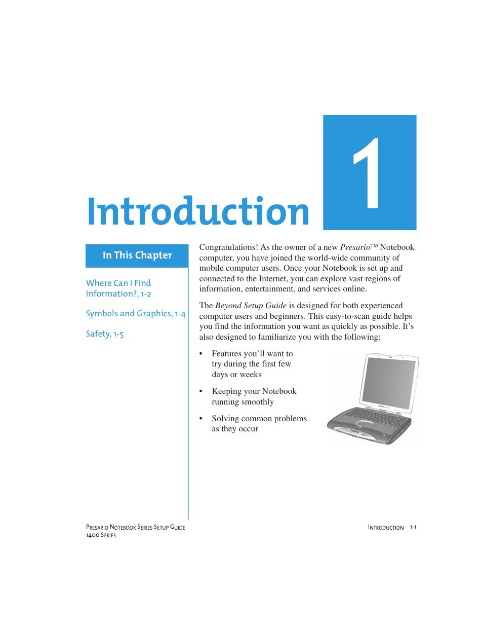 Introduction | Compaq 1400 User Manual | Page 7 / 164