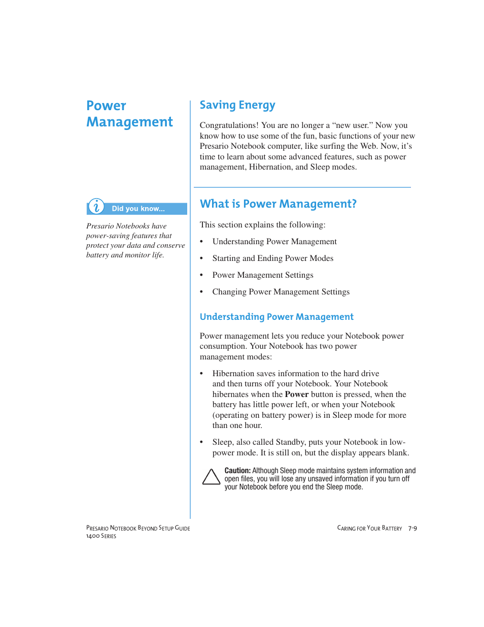 Power management, Saving energy, What is power management | Compaq 1400 User Manual | Page 97 / 164