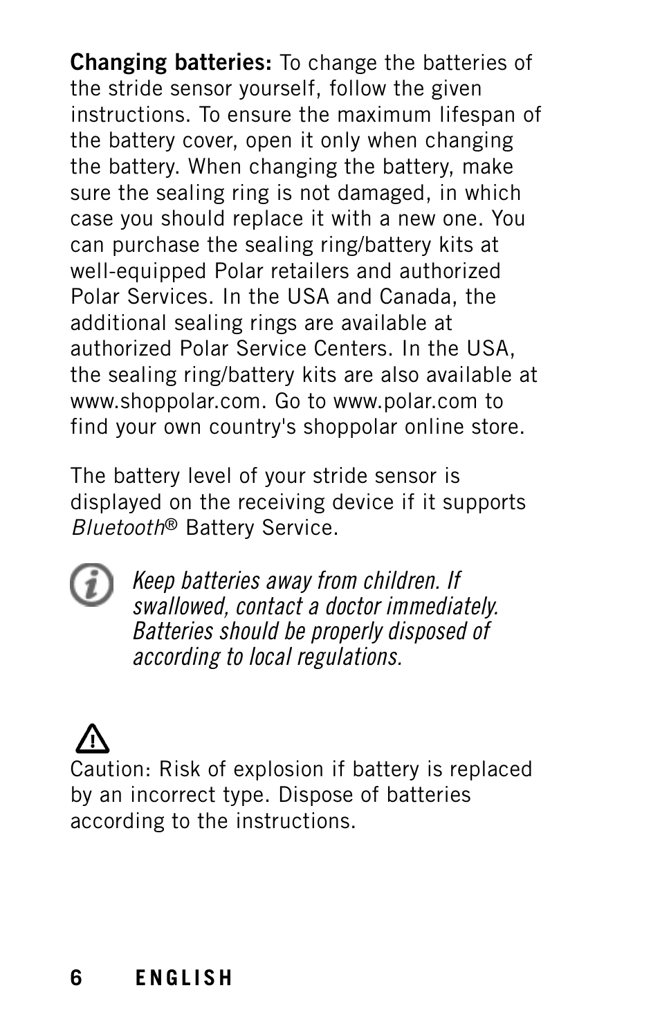 POLAR Stride Sensor BT Smart User Manual | Page 8 / 18