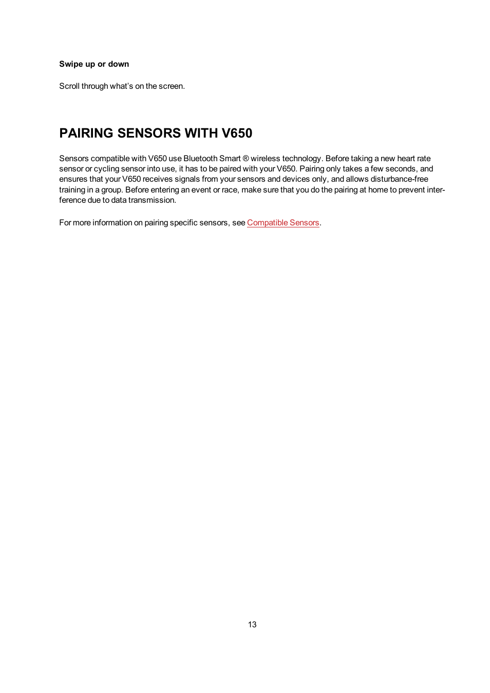 Pairing sensors with v650 | POLAR V650 User Manual | Page 13 / 56