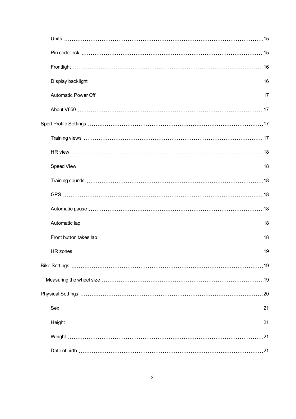 POLAR V650 User Manual | Page 3 / 56