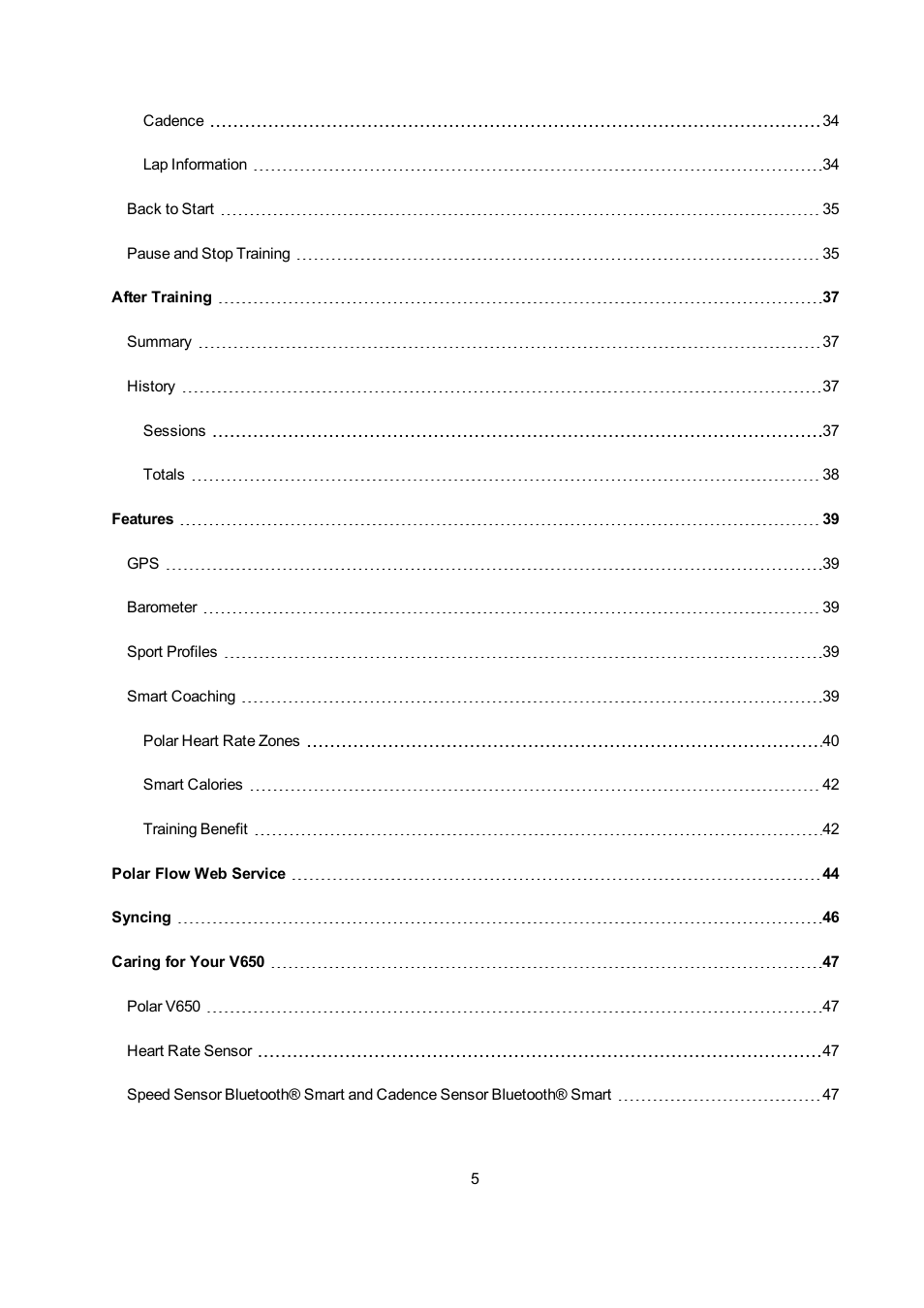 POLAR V650 User Manual | Page 5 / 56