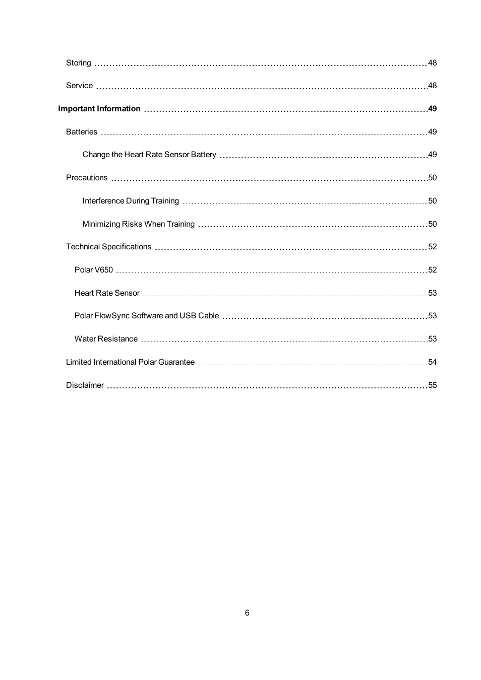 POLAR V650 User Manual | Page 6 / 56